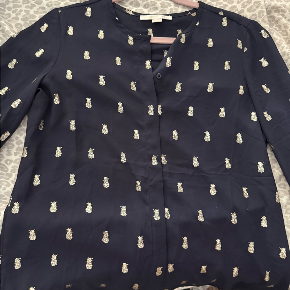 Cooper & Ella Black Skirt with Gold Pineapple Print 3/4 Sleeve